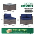 thumbnail image 5 of Clouddwell 11 Piece Patio Furniture Set Wicker Rattan Patio Conversation Set Outdoor Sectional Sofa Set with Coffee Table and Blue Cushions, 5 of 6