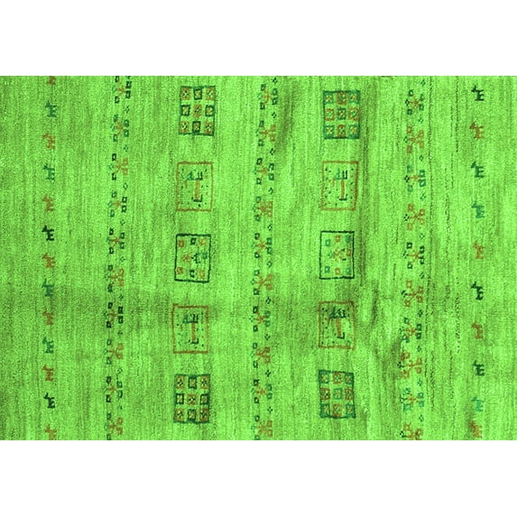 Ahgly Company Indoor Rectangle Abstract Green Contemporary Area Rugs, 2' x 5'