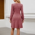 thumbnail image 4 of Cyber**Monday ChaoHeng Fall Women Dresses Clearance under $10 Women's Square Neck Pocket Detail Knit Sweater Long Sleeve Dress, 4 of 5