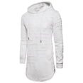 thumbnail image 2 of Hinvhai Men's perforated hooded mid length long sleeved pullover drawstring T-shirt top long sleeved hooded casual jacket/jacket set White 12(XXL), 2 of 4