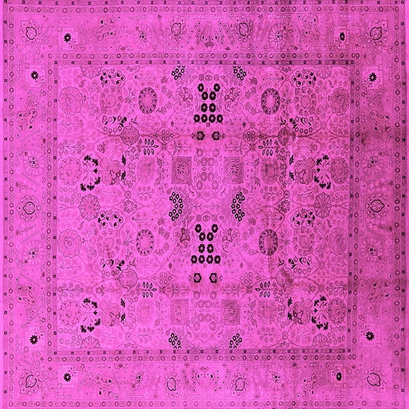 Ahgly Company Indoor Square Oriental Pink Traditional Area Rugs, 6' Square