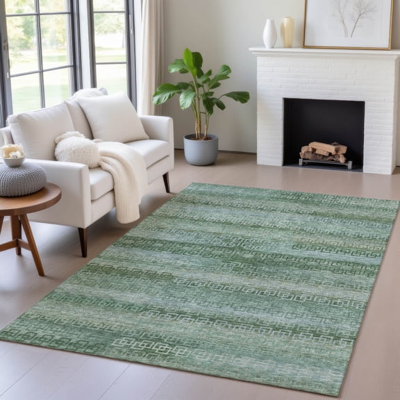 Addison Rugs Chantille Indoor/Outdoor Transitional Stripes Aloe Machine Washable Rectangle Rug, 10' x 14'