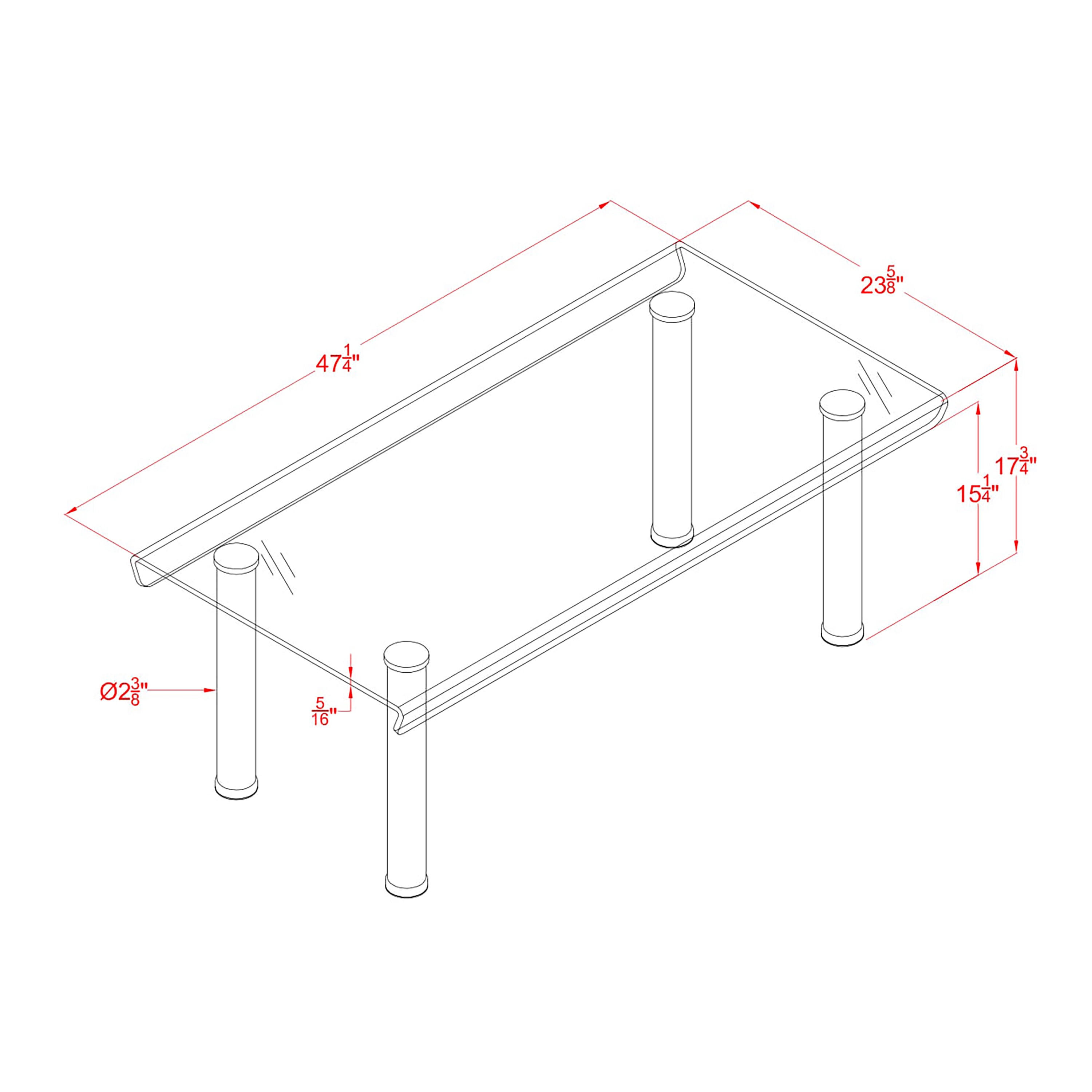 Furniture of America Ramey Glass Top Coffee Table, Champagne
