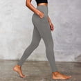 thumbnail image 2 of TGPMGRZ High Waisted Leggings with Pockets for Women Elastic Waisted Solid Yoga Pants Leggings Tight Petites Comfort Grey Size XXL, 2 of 6