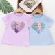 thumbnail image 2 of T-Shirts la reine des neiges Elsa Anna, hauts à paillettes pour enfants, T-Shirts à manches courtes, Costume de dessin animé, vêtements à la mode pour filles, 2 of 4