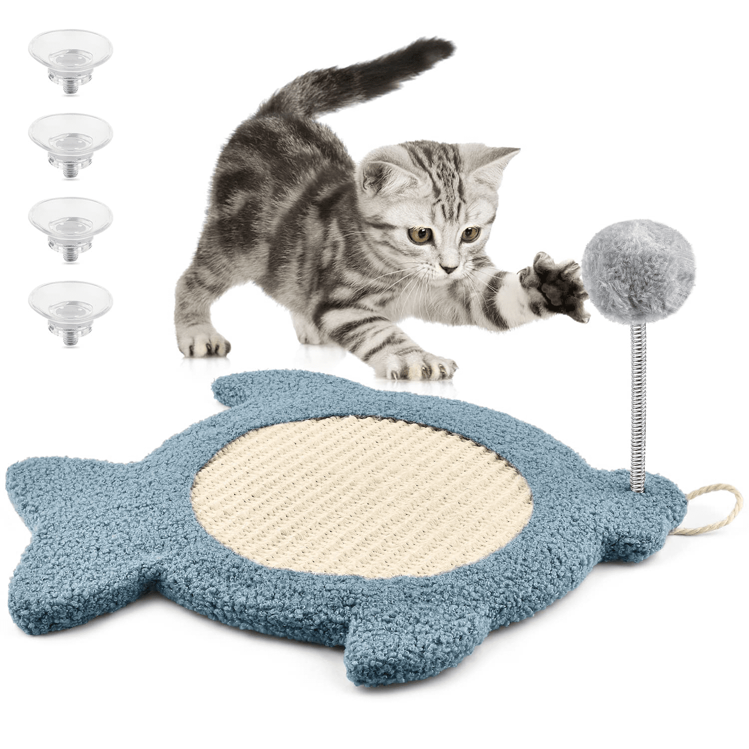Corrugate Cardboard Surface Cat Toy with Catni... Uniinu Cat Scratcher Dumbbell 