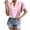 Pink, variant on RYRJJ Women's Elegant Shirts Fashion Casual Loose Fit Short Sleeve V-Neck Shirt Tops Button Down Lightweight Stand Collar Blouse(White,S)