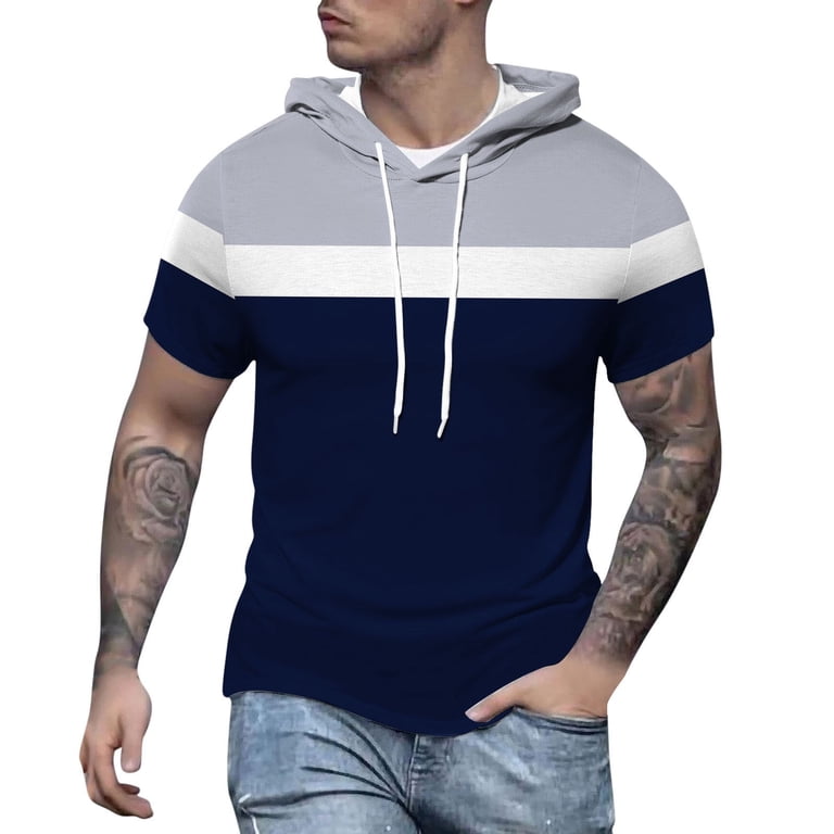 Blank Sweatshirts Men's Spring And Summer Fashion Casual Splicing Collision  Color Printed Short Sleeved Custom Hoodies for Men Pack of Sweatshirts for Men  Mens Hoodie Hoodie Blanket for Men - Walmart.com