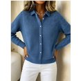 thumbnail image 5 of Women Lapel Shirt Full Front Single Row Button Long Sleeve Loose Fit Knit Cardigan Sweater 5XL, 5 of 7
