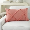 thumbnail image 4 of Mina Victory Life Styles Distressed Diamond 14" x 24" Coral Throw Pillow, 4 of 5