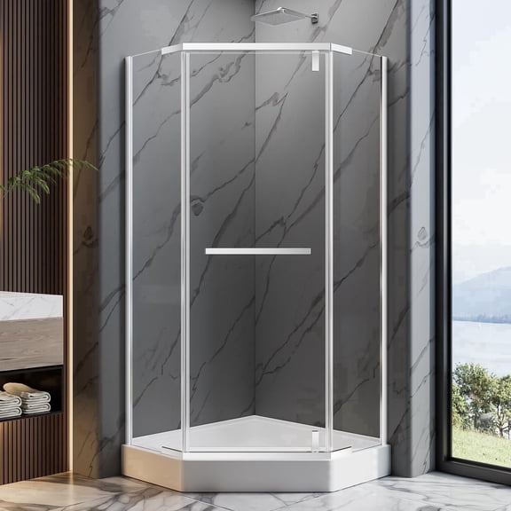 36 Corner Shower Door,36" W x 72" H Neo-Angle Corner Shower Enclosure,Frameless Pivot Shower Doors with 1/4” (6MM) SGCC Tempered Glass for Walk-in Shower,Chrome