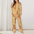 thumbnail image 2 of Pofeuu Pineapples Print Womens Pajamas Set Long Sleeve Sleepwear Button Down Nightwear Soft Pj Lounge Sets Button Down Pajamas Women-X-Large, 2 of 7