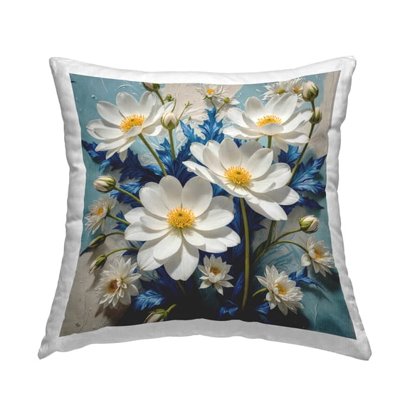 Stupell Industries Magnolias & Blue Florals Decorative Printed Throw Pillow Design by Yuri Khrushch.