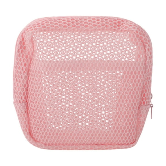 Unique Bargains 1 Pc Durable Grid Makeup Bag Pink Polyester