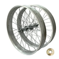 CDHPOWER 26" x 4'' Front and Rear Bike Wheel Set, Silver