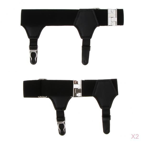 2 Pairs Mens Elastic Garter Belt Socks Gothic Leg Harness Thigh Clips