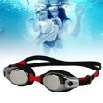 thumbnail image 2 of Gafas de natación para niños antivaho galvanizadas, gafas de natación ajustables para niños (negro rojo), 2 of 8