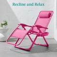 thumbnail image 3 of Best Choice Products Monochromatic Zero Gravity Chair, Folding Patio Recliner w/Side Tray, Headrest - Ultimate Pink, 3 of 8