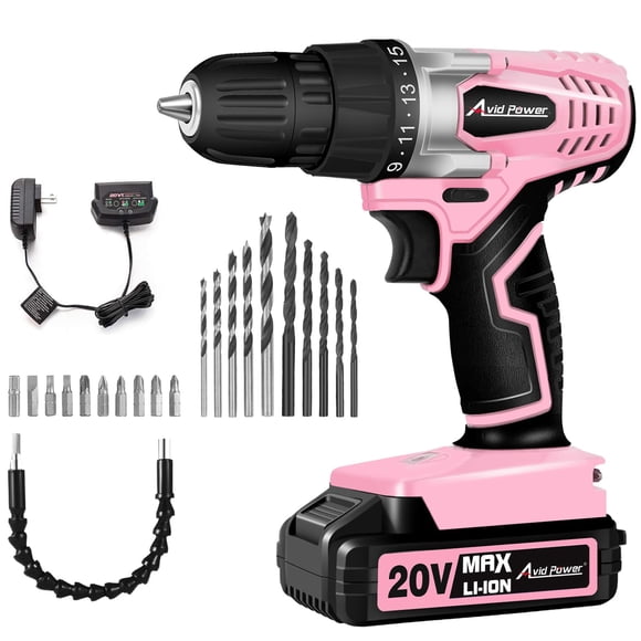Taladro inalámbrico AVID POWER 20 V MAX de iones de litio con 22 brocas