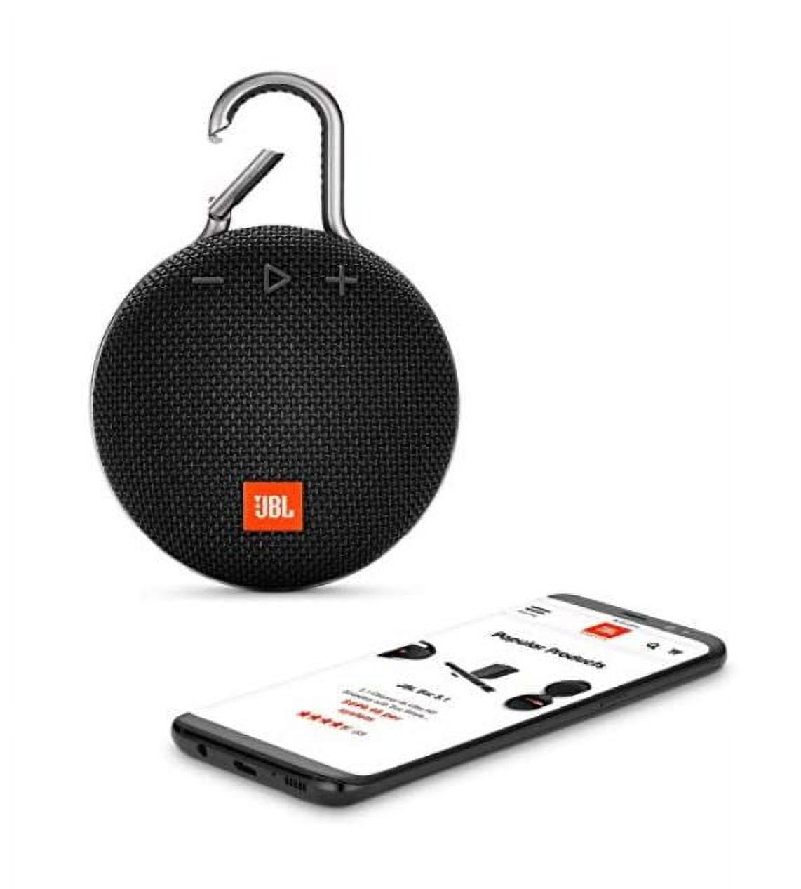 JBL Clip 3 Portable Bluetooth Speaker, Black, JBLCLIP3BLK 