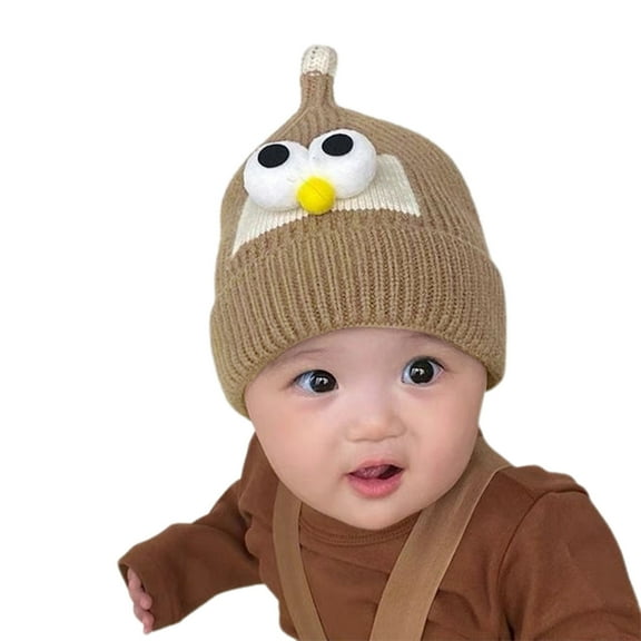 ZYHARUKO Cute Baby Knitted Hat with Big Eyes, Soft and Warm Woolen Bonnet Infant Beanie Cap Windproof for Boys and Girls