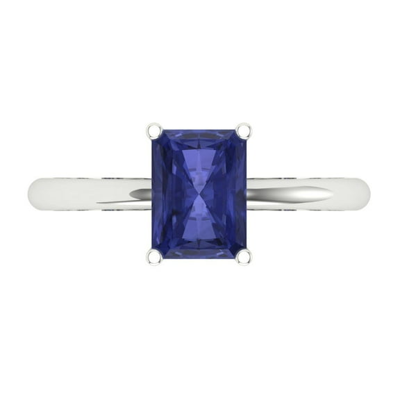 Clara Pucci 14K White Gold 1.75ct Tanzanite Solitaire Ring for Women