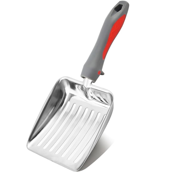 Stainless Steel Cat Litter Scoop, Metal Cat Litter Scoop, Kitty Metal Scooper, Sturdy Mesh Scooper for Clumping Cat Litter, Silver