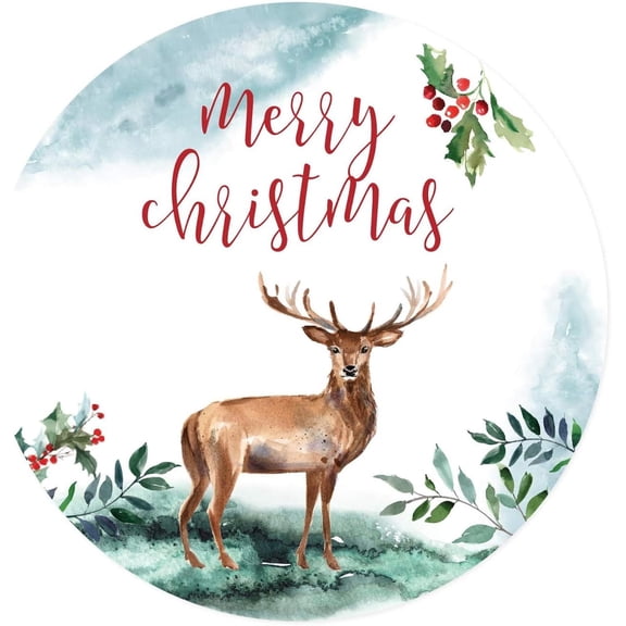 Koyal Wholesale Watercolor Deer Christmas Sticker Labels Merry Christmas, 40-Pack