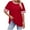 Red, variant on Women's Tops Under $10 Free Shipping Casual Letter Printed T-Shirt With Round Neck And Shoulder Drop Short Sleeved Top