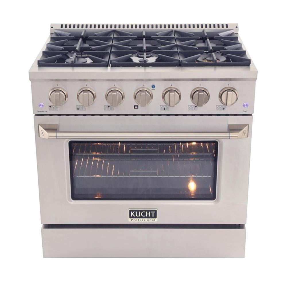 Pemberly Row 36" 5.2 cu.ft Silver Dual Fuel Range for Propane Gas Sealed Burners