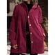 thumbnail image 5 of Chaqueta de Otoño para Mujer con Capucha, Informal, con Botones, Larga, Holgada, de , con Bolsillos. Vino Tinto XL, 5 of 7