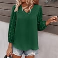 thumbnail image 4 of Oalirro Going out Tops for Women Deals Clearance Women's Fashion Summer Solid Color V-Neck Long Sleeve Chiffon Tops, 4 of 8