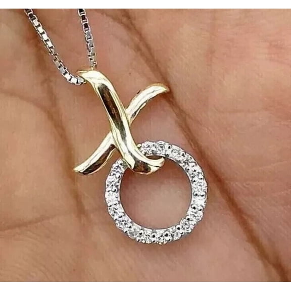 Lab Created Diamond 1.20Ct Round Cut Women's Fancy Pendant 14K Yellow Gold Plated 18''