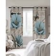 thumbnail image 4 of Teal Blue Tulips Blackout Curtains for Bedroom Living Room Darkening Curtains 84 Inch Length 2 Panels Set Spring Floral Barn Doors Vintage Wood Beige Window Curtain Window Treatment Drapes 42"x84", 4 of 9