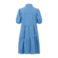 thumbnail image 3 of Dolkfu Mini Womens Summer&Fall Dresses Short Sleeve Blue Retro Collared Dresses Relaxed Fit Modern Solid Refined Shirt Dress Blue,Xxl, 3 of 5