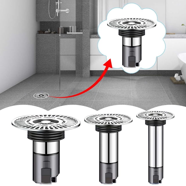 Desagüe de Suelo de Acero Inoxidable - Desagüe de Aguas Profundas, a Prueba de Insectos y Desodorizante con Núcleo de Abs - Opciones de Longitud de 7 Cm, 11 Cm y 15 Cm para Baño, Diseño Antiobstrucci