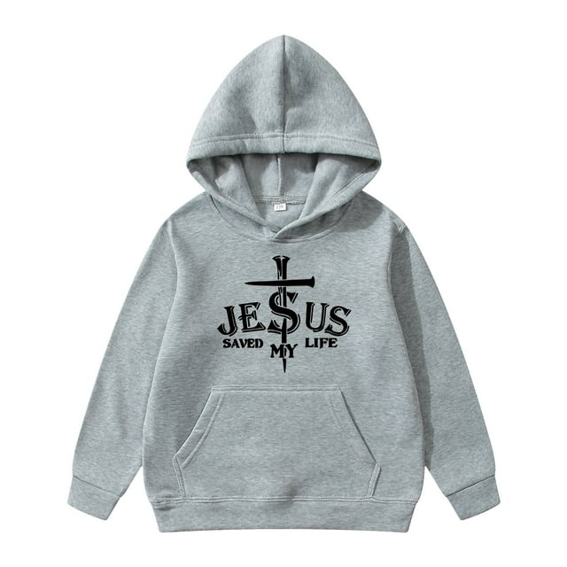 MEZZALL Sweat à Capuche Sport à Manches Longues Imprimé Mignon Décontracté pour Garçons et Filles, Gris, 11-12 Ans