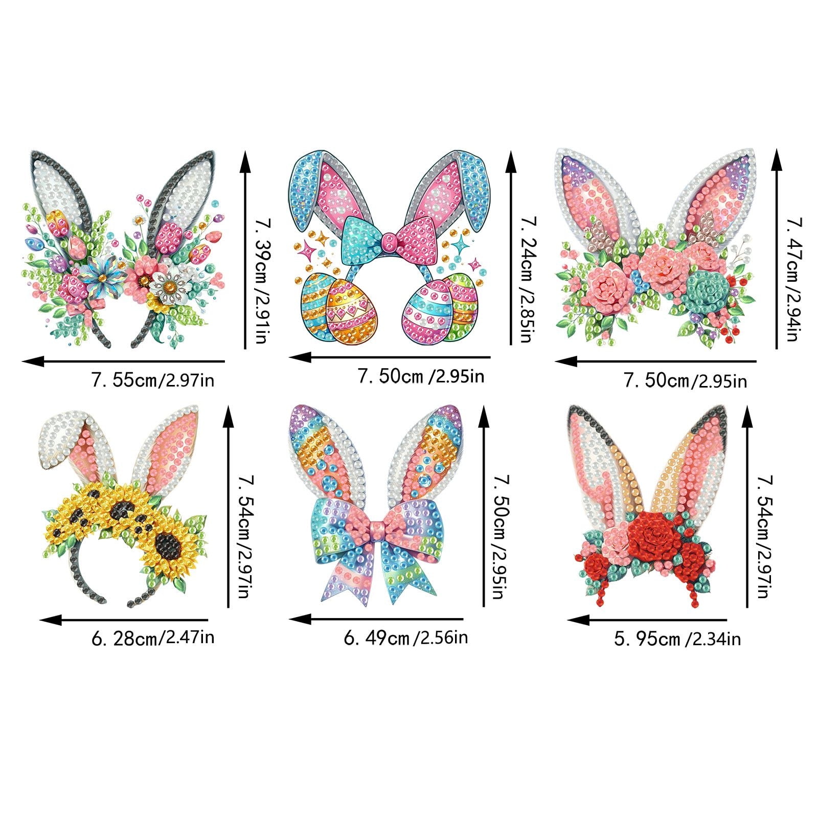 FLOPESN 6Pcs Holiday DIY Diamond Art Painting Refrigerator Magnet,Creative Design Easter St. Patrick's Day Acrylic Home Decors-Headband