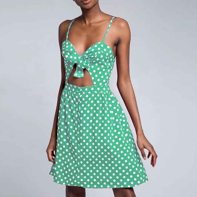 Vestido sin mangas para mujer, mini vestido de fiesta sin espalda con correa de espagueti Eccomum Verde XXXXXL