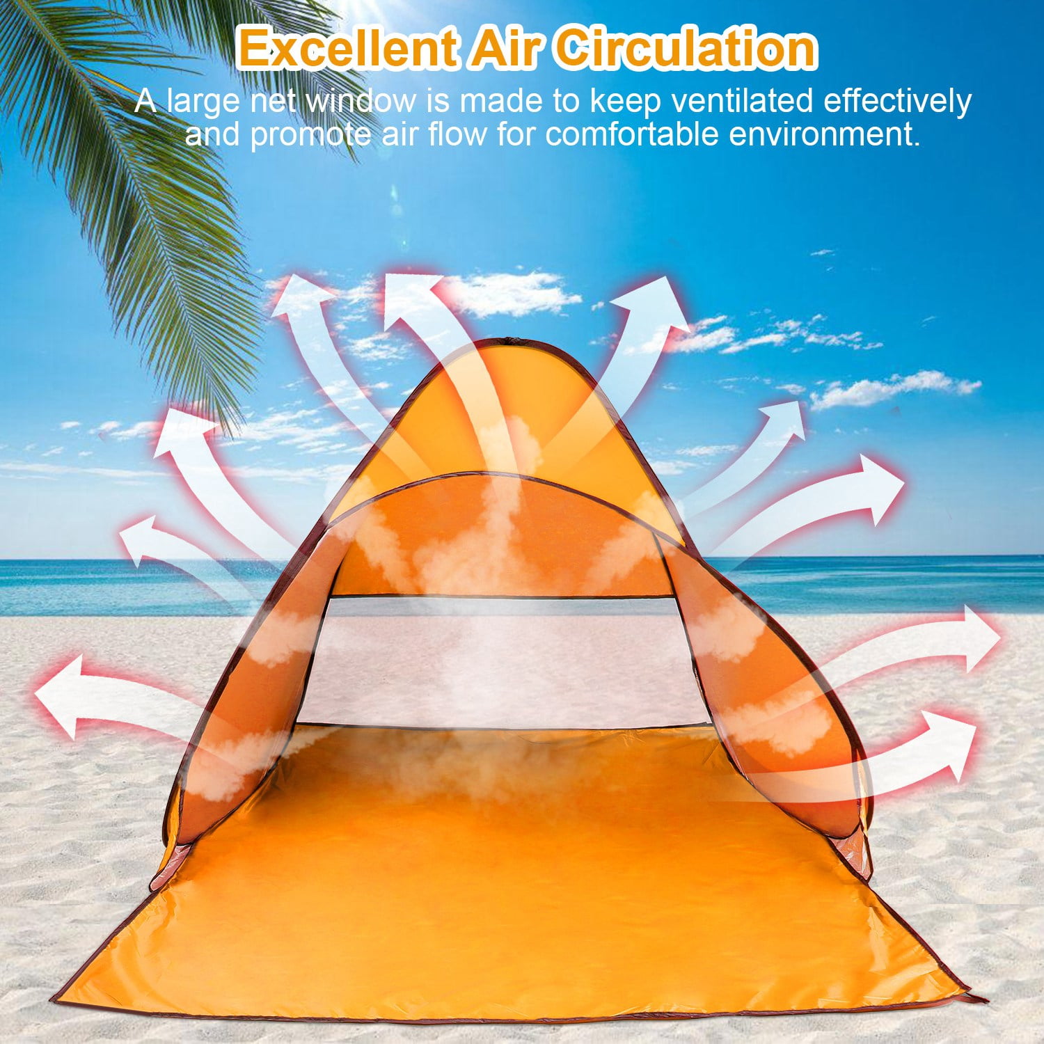 2-3 Person Pop up Beach Tent, iMountek Sun Shelter, Portable Waterproof Fishing Camping Tent with Carry Bag, Orange