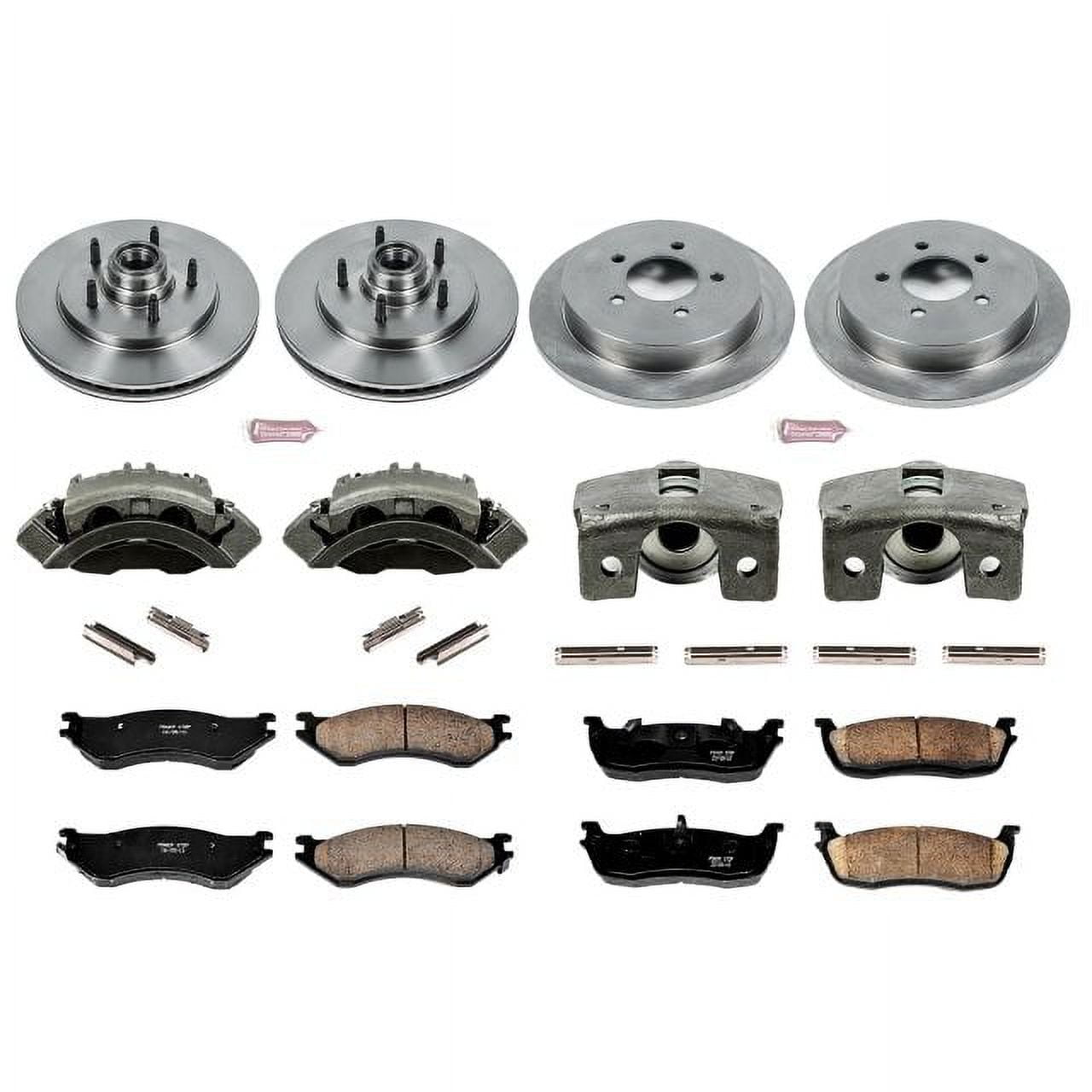 PowerStop Front and Rear Stock Replacement Brake Pad and Rotor Kit with Calipers Fits: FORD Select Models KCOE1881