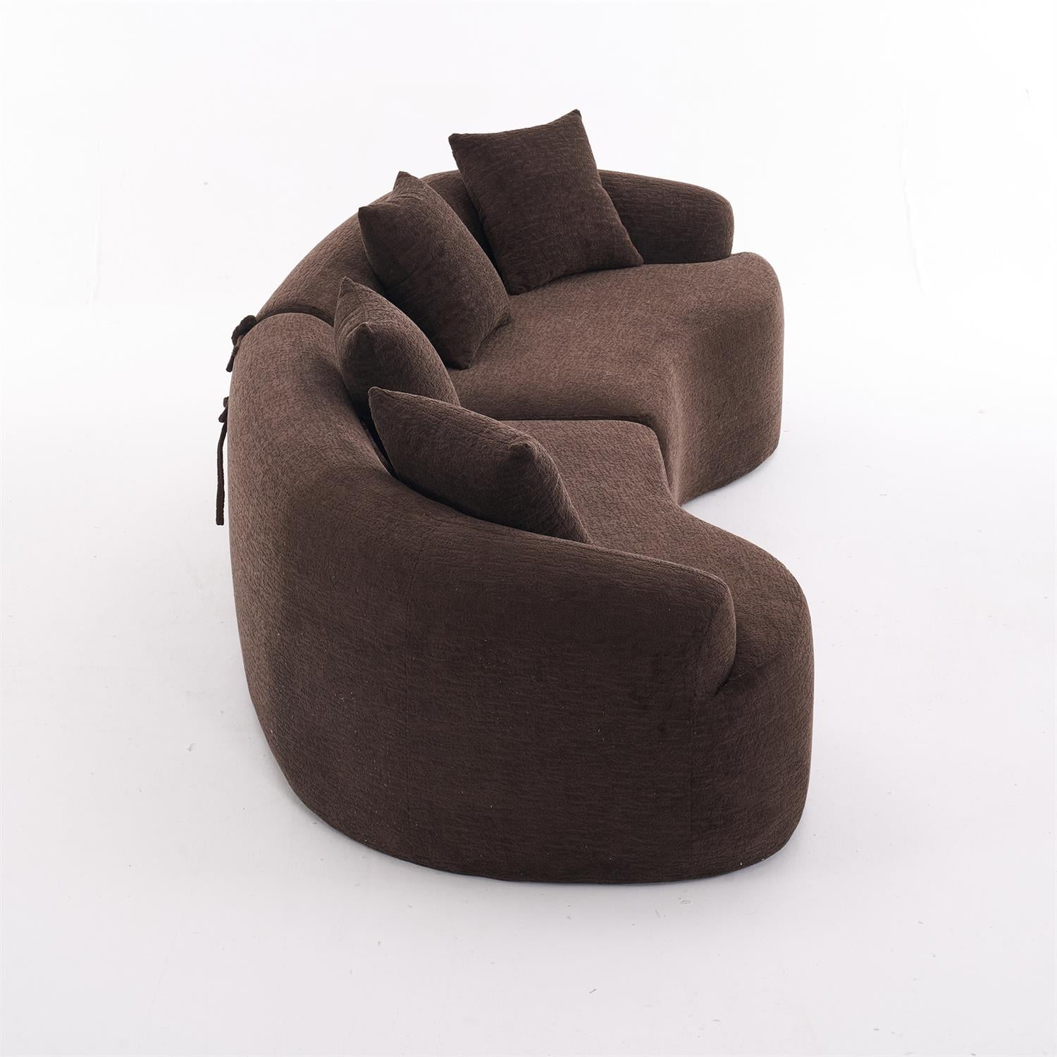 Demi Bonn 110"L Modular Sectional Sofa with Full Compression Sponge, Curved Design, High-Density Chenille Sleeper Couch for Living Room, 800 lbs Capacity, Brown