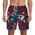 thumbnail image 2 of Picia Geometric Elements pattern Mens Swim Trunks with Compression Liner Stretch Beach Shorts Quick Dry with Zipper Pockets No-Chafing Board Shorts-Large, 2 of 9