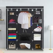Ktaxon 69" Portable Closet Wardrobe, Clothes Organizers Storage with Non-Woven Fabric Black