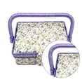 thumbnail image 4 of Small Sewing Basket Printed Design Sewing Tools Storage Box with Built-in Pin Cushion Interior Pocket, 4 of 5