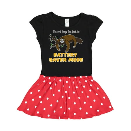 

Inktastic Relaxing Sloth I m Not Lazy I m Just in Battery Saver Mode Gift Toddler Girl Dress