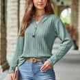 thumbnail image 6 of Viadha Women's V-Neck Casual Solid Colour Knitted Twist Long Sleeve Blouse Long Sleeve V-Neck Blouse/Shirt, 6 of 9