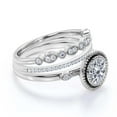 thumbnail image 2 of Gorgeous Art nouvea 2.10 Ct Round Cut Diamond Moissanite Engagement Ring, Boho Moissanite Wedding Ring, Two Matching Band in 925 Sterling Silver With 18k White Gold Plating Gift For Her, Promise Ring, 2 of 3