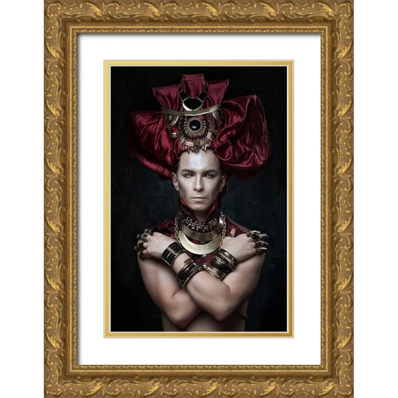 Shestopalov, Constantin 23x32 Gold Ornate Wood Framed with Double Matting Museum Art Print Titled - Red Pharaon