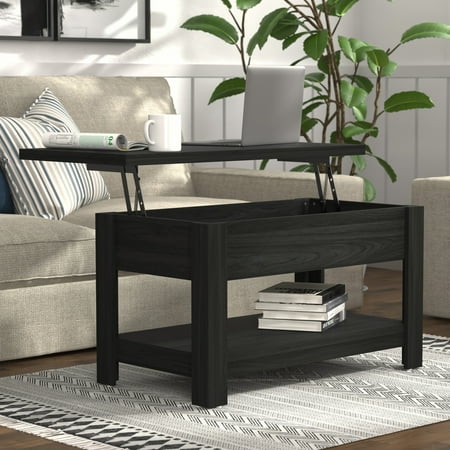 Coover Wood Rectangular Lift Top Coffee Table Black